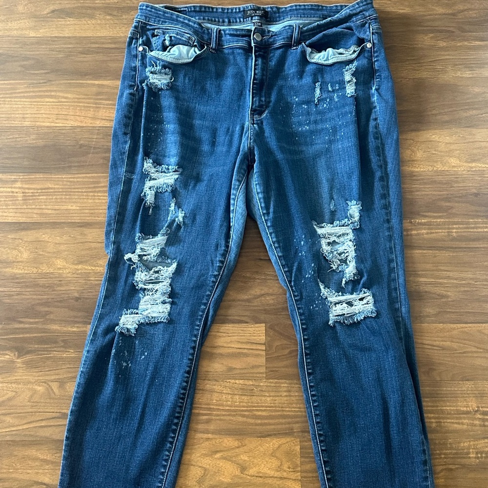 Judy Blue Distressed Blue Flare Jeans